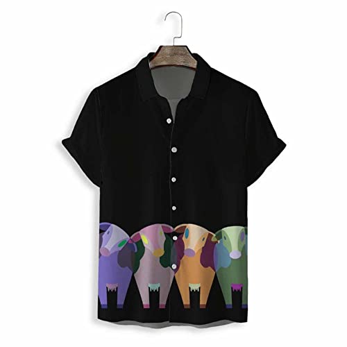 Chemise d'été anti-transpiration pour homme chemisette légère motif mouton dessin animé