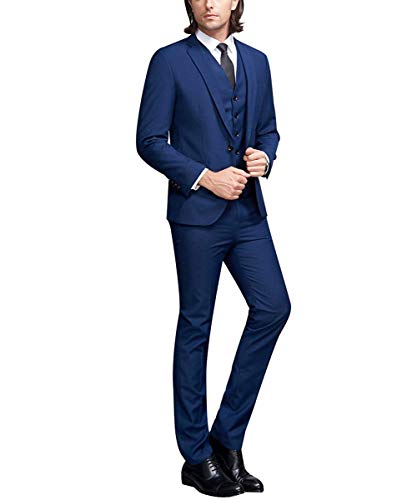 Cloudstyle Mens Suit Solid Color Formal Business One Button 3-Piece Suit Wedding Slim Fit #TOP3