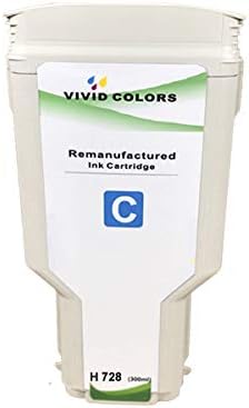 Vivid Colors VC Remanufactured Cyan 728 Ink Cartridge Replacement for Plotter T730 T830 Printer F9K17A C