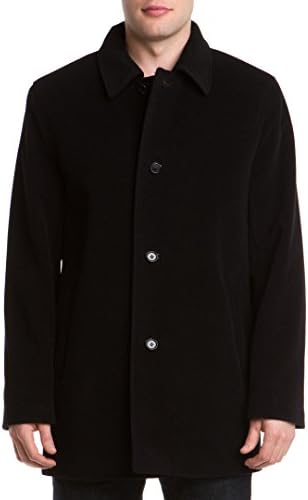 Cole Haan Men's Wool Cashmere Button Front Topper, Black, Large