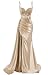 Satin Prom Dresses for Women 2025 Lace Mermaid Formal Party Dress Long with Slit US12 Silver