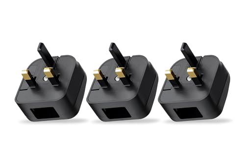 3 x Peak Power Type A to UK Plug Converter with Safety Fuse – Converts US, Chinese & Japanese 2-Pin Plugs to UK 3-Pin Socket – 250V 5A Fused Plug Adapter – Not a Voltage Converter (3)