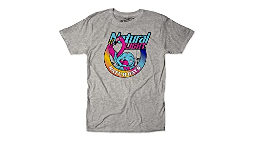 Men s Naturday s Natty Light Flamingo Beer T-Shirt Grey