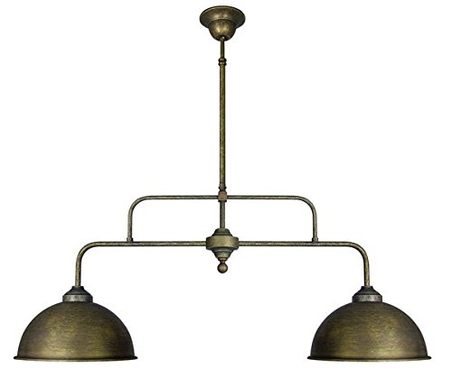 Lampada bilanciere ad altezza regolabile in ottone brunito anticato con paralume a campana., Dimensioni: lunghezza 91 cm, altezza da 85 a 125 cm. Max 60W, attacco standard E27. Prodotto Italiano, Lampadina non inclusa.