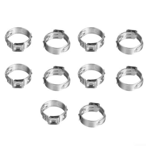 Oniissy Ding-tao - Morsetto in acciaio inox per raccordi a crimpare ad anello, morsetti per tubi da 7-14 mm, set da 10 pezzi (14 mm)