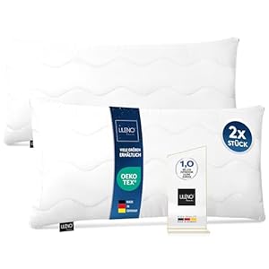 LILENO HOME Allergiker Kopfkissen 40x80 (2er Set) – 95°C waschbar, Oeko-Tex & Made in DE – Kissen 40x80 + extra Füllmenge für himmlischen Schlaf – Haut schmeichelndes & geruchsfreies Pillow