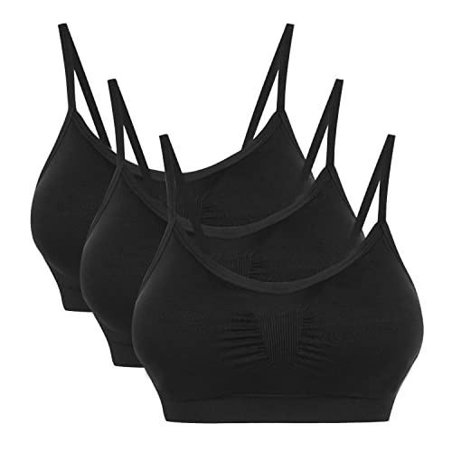 Vertvie Womens Strech Duenn Ohne Buegel Push up Yoga Sports BH Bra Top Set Fuer Fitnesstraining Polsterung 2er/3er Pack (Größe XL/Etiketten 2XL, 3 Schwarz)