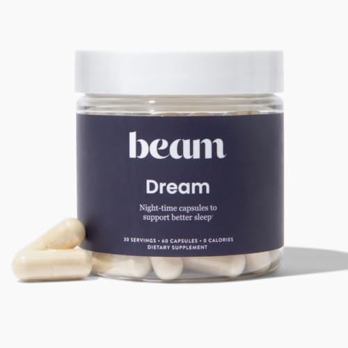 Beam Dream | Sleep Aid Capsules | Natural Ingredients - L-Theanine, Magnesium | Gluten Free, Vegan, Non-GMO, No Sugar Added, Keto, Dairy Free