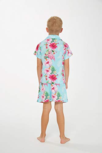 Image of Hawaii Hangover Family Matching Clothes, Pink Hibiscus Vine Turquoise | Family matching Hawaiian outfits, Pink Hibiscus Vine Turquoise, lightweight rayon, machine washable, tropical floral print