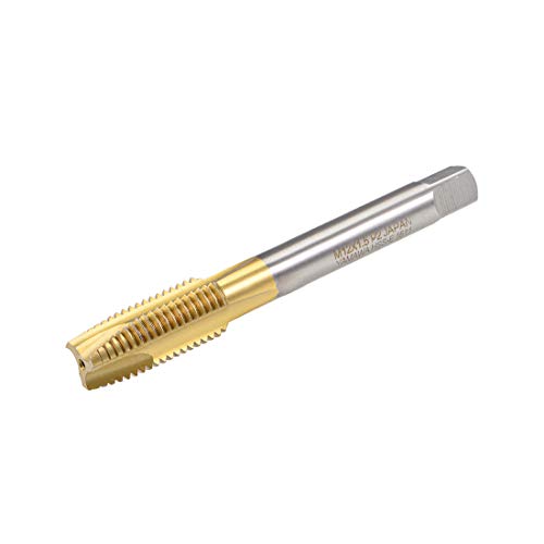 Image of sourcing map Spiral Point Plug Threading Tap M12 x 1.5 Thread, Ground Threads H2 3 Flutes, High Speed Steel HSS 6542, Titanium Coated, Metric Screw Taps Tapping Bit for Thread Repair