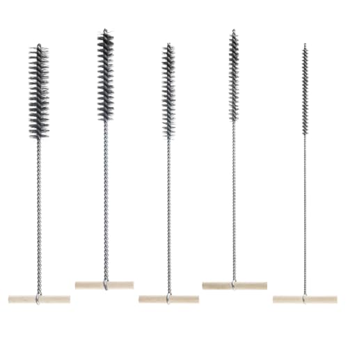 ROSYLEVE Spazzola per Fori in Acciaio Inossidabile Set di 5 Spazzole per Fori da 8 mm/12 mm/16 mm/20 mm/25 mm Spazzola Cilindrica con Filo d'acciaio,per Tubi e Fori per la Pulizia Efficiente dei Fori
