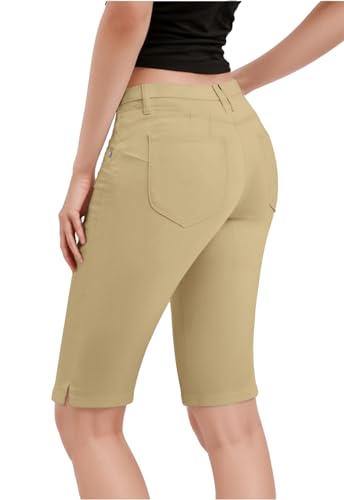 Hybrid & Company Super Comfy Stretch Bermuda Shorts B43308X Tan 16