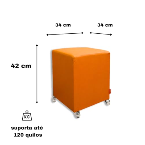 Puff Quadrado Banqueta Com Rodinhas Rodizio Decoração Eventos Conforto (Cinza Corino)