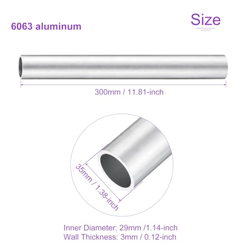 DMiotech (35 mm średnica zewnętrzna x 29 mm ID) 6063 aluminiowa okrągła rura o długości 300 mm przemysłowe metalowe rury do budowy ram maszyn projekty DIY