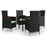 Jkghdrt Compact Garden Dining Set for Balcony with Adjustable Armrests, Weather-Resistant 3-Piece Dining Set for Outdoor Spaces with Removable Cushion Covers in Black