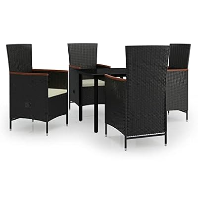 Jkghdrt Compact Garden Dining Set for Balcony with Adjustable Armrests, Weather-Resistant 3-Piece Dining Set for Outdoor Spaces with Removable Cushion Covers in Black
