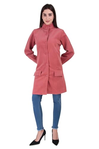 Image of Elendra jeans Women's Premium Velvet Long Coat | High Neck Buttoned Winter Jacket | Elegant Party & Casual Wear Overcoat