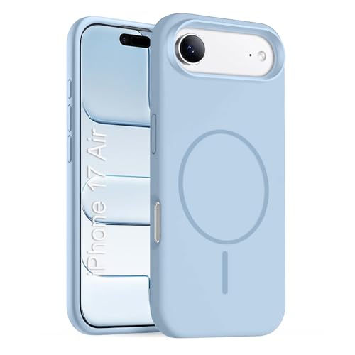 Image of iPhone 17 Air Silicone Magsafe Case | Shock Proof Design & Camera Protection | Premium Rubberised Apple iPhone 17 Air Cover (Microfiber Lining) | Magnetic Liquid Silicone - Sky Blue