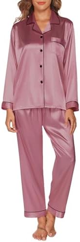 GAESHOW Conjunto de Pijama de Seda de Satén para Mujer, Conjunto ...