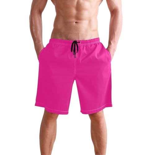 Deep Pink Men's Sportwear Swim Trunks Quick Dry Board Shorts with Lining S2
