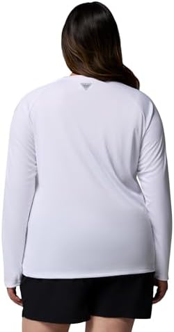 Columbia Womens PFG Tidal Tee II Long Sleeve Sun Protection Shirt, White/Cirrus Grey Logo, Large - 5