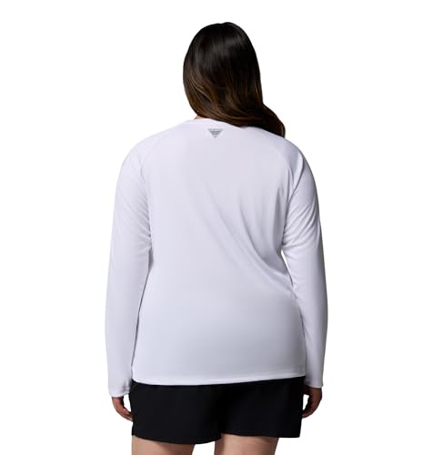 Columbia Womens PFG Tidal Tee II Long Sleeve Sun Protection Shirt, White/Cirrus Grey Logo, Large by Columbia - Used condition - Image 6