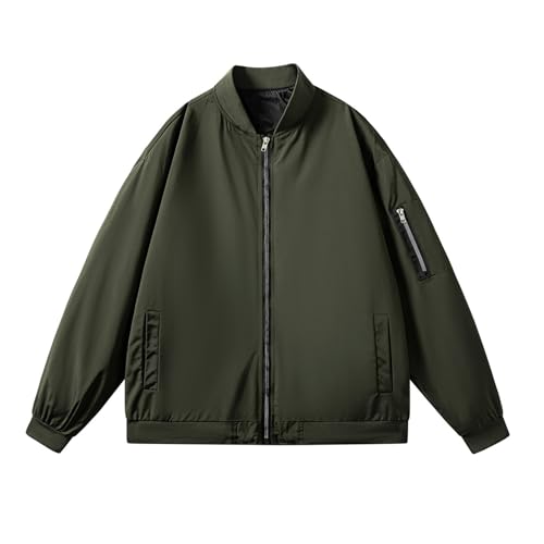 Mens Bomber Jackets Full Zip Up Long Sleeve Softshell Lightweight Coats Fall Fashion Jacket with Pockets