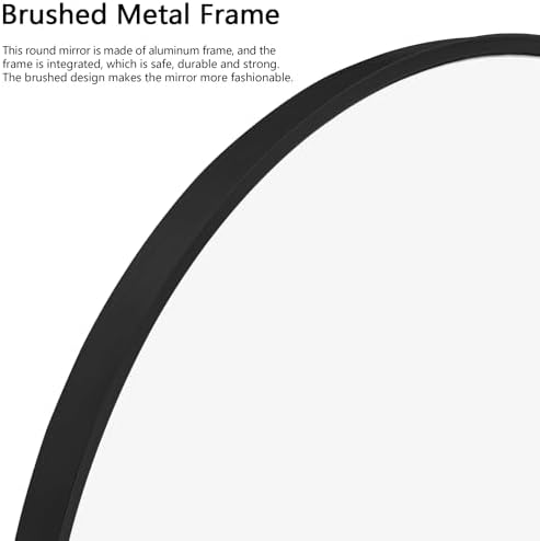 Circle Mirror 50cm, Round Mirror Wall Mounted Mirrors Wall, HD Glass, Modern Stylish Design for Bathroom, Bedroom, Living Room, Black