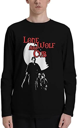 Lone-Wolf-and-Cub T Shirt Anime Mens Casual Round Neck T-Shirts Long Sleeve Tee Black
