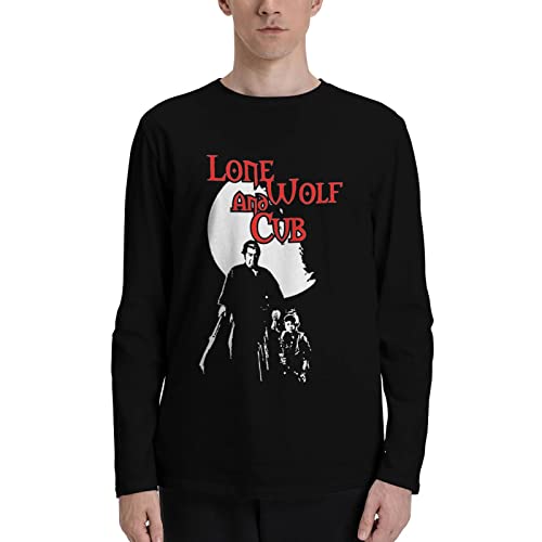 Lone-Wolf-And-Cub T Shirt Anime Mens Casual Round Neck T-Shirts Long Sleeve Tee Black #TOP4