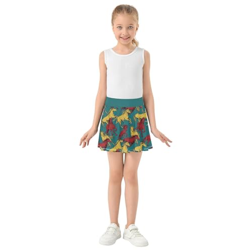 Girls Skorts High Waist Athletic Skirts with Shorts Horse Stretchy Teens Performance Tennis4