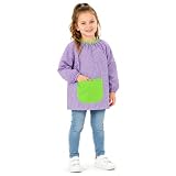 Etrexonline Bata Escolar para Niños y Niñas - Modelo Cómodo Sin Botones, Babi Ideal para Guardería y Colegio Infantil - Lila1-2 Años