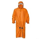 Vielseitige 3-in-1-Outdoor-Regenjacke, wasserdicht, mit Kapuze, verlängerter Rückensaum, für Männer und Frauen, Outdoor, Camping, Radfahren, Reisen (Orange C)
