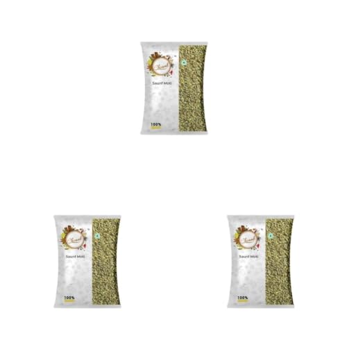 Image of Chounk Premium Whole Fennel Sauff Seeds - 500g | Natural Big Fennel Seeds | Moti Saunf with No Preservatives & No Additives | Fresh and Natural Badishep Sompu Variyali | Mouri Saunf (Pack of 3)
