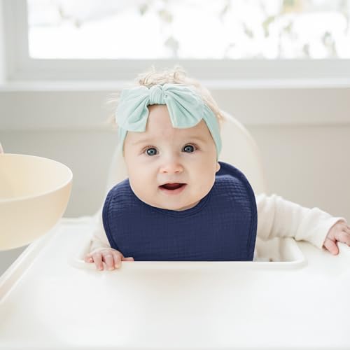 Image of Konssy Muslin Baby Bibs 8 Pack Baby Bandana Drool Bibs Cotton for Unisex Boys and Girls, Soft Absorbent Set for Teething and Drooling