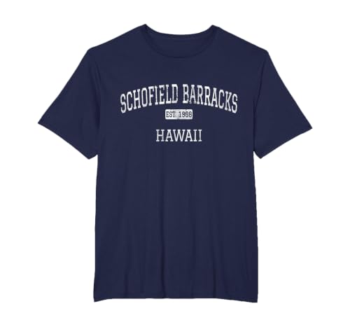 Schofield Barracks Hawaii HI Vintage T-Shirt, Men's Big and Tall, Navy Blue, 3X Tall