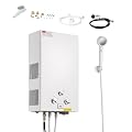 Happybuy Portable Propane Water Heater, 10L Tankless Outdoor Unit, 68000 BTU 2.64 GPM Instant Hot Water Supply, Comes with Accessory Set & Regulator for RVs, Camping, Cabins, and Barns