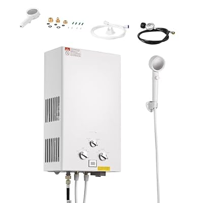 Happybuy Portable Propane Water Heater, 10L Tankless Outdoor Unit, 68000 BTU 2.64 GPM Instant Hot Water Supply, Comes with Accessory Set & Regulator for RVs, Camping, Cabins, and Barns