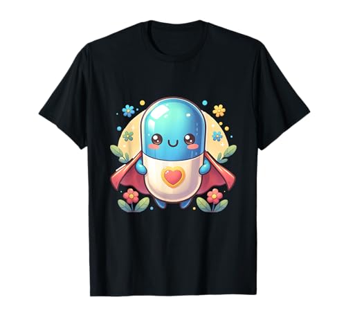 Lindo Superhéroe Tableta Super Píldora Héroe Farmacéutico Camiseta