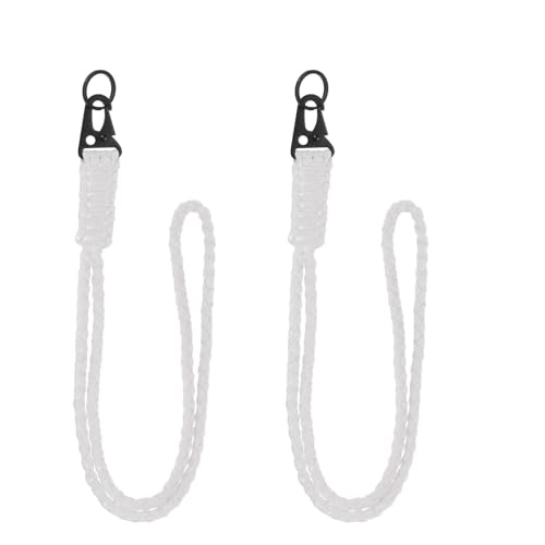 YELARXI Paracord Lanyard, 550 Keychain Lanyard Heavy Duty Necklace Keychains Braided Wrist Strap for Men Women Outdoor Activity Survival Keys Whistle Rope ID Badge (2 Pack, Luminous White