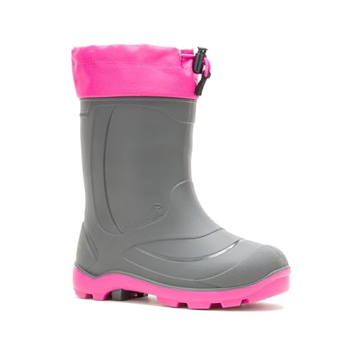 Kamik Snobuster1 Kids Snow Boots - Waterproof, Removable Thermal Insulated Liner, Adjustable Collar, Synthetic Rubber Sole, Round Toe, Charcoal/Magenta - 1 Little Kid