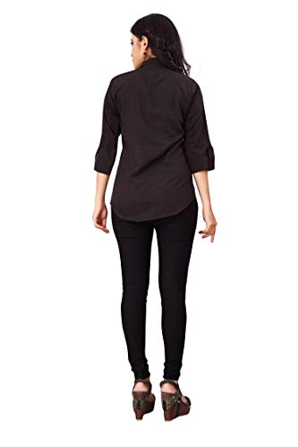 Image of DHRUVI Trendz Women's Solid Crepe Regular Fit Shirt