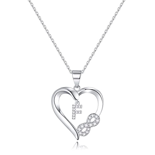Infinity Heart Initiale S Argent Sterling collier pour femme élégante au quotidien