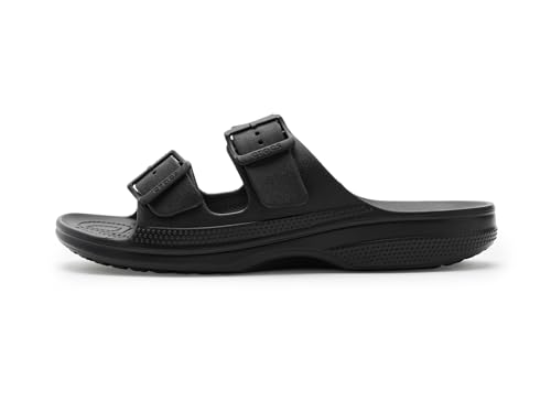 Crocs Męskie klasyczne sandały ikona płaskie, czarne, 36 UK, Czarny, 39/40 EU