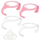 4 Pcs Baby Bottle Handles, Non-Slip Ergonomic Gripper, BPA Free Replacement Bottle Holder Compatible with Tommee Tippee, Universal Newborn Baby Feeding Accessories (2 Pink 2 White)