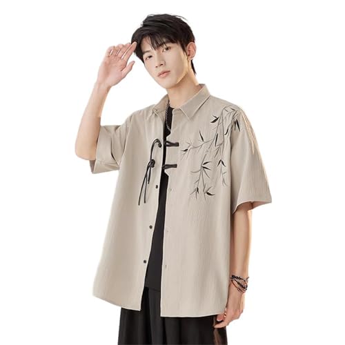 Chemise à col mao pour homme GUOYUXIAO en coton léger style chinois d'été