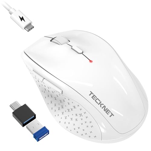 TECKNET(�e�b�N�l�b�g) �[�d���}�E�X �W�O���[�t�� 2.4G�ڑ� USB-C�A�_�v�^�[�t�� | Type-C�A�_�v�^�[�A�}�E�X���[�o�[�A�v���O�A���h�v���C�A3�{�̍����[�d�A�t���T�C�Y�f�U�C���A�T�C�����g�N���b�N�B
