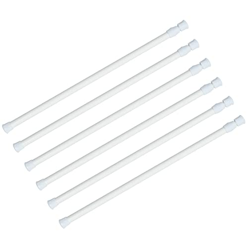 KXLife 6 Pack Spring Tension Rods for Windows 28 to 48 Inch, Adjustable Expandable Small Curtain Tension Rods No Drill for Kitchen, Bathroom, Doorway, Cupboard(White)