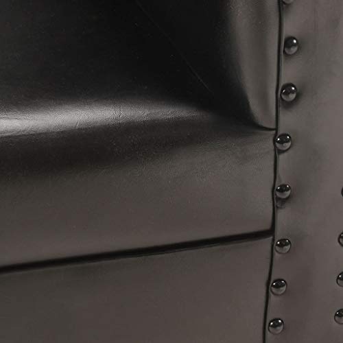 Vidaxl Chair, Accent Club Chair Comfy Armchair, Tub Barrel Armchair For Living Room Bedroom Office, Retro Style, Gray Real Leather #TOP5