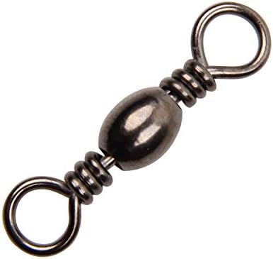Fishing Barrel Swivels - 50/100 pcs Rolling Ball Fishing Swivel with Solid Ring Fishing Tackle Accessories Hook Line Connector Copper with Stainless Steel Black Nickle Coated Test Strength 35 - 165lbs